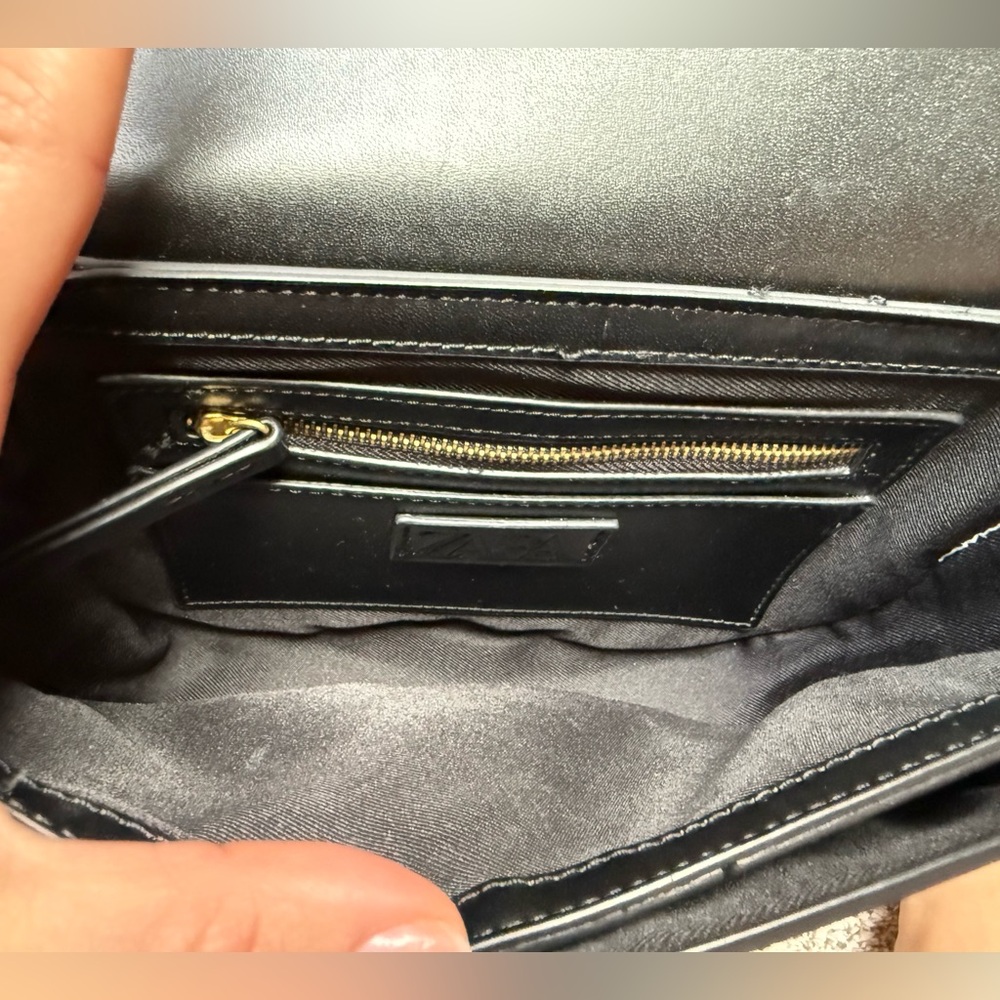 Zara Black Shoulder Bag Claw Carabiner Canvas Strap - Picture 8 of 11